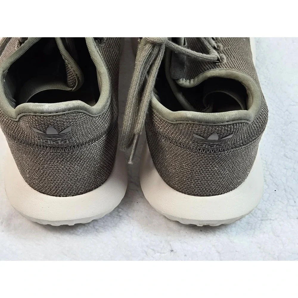 Women's Adidas Tubular‎ Shadow Sneaker in Gray Glitter Sparkle Knit Size US 10